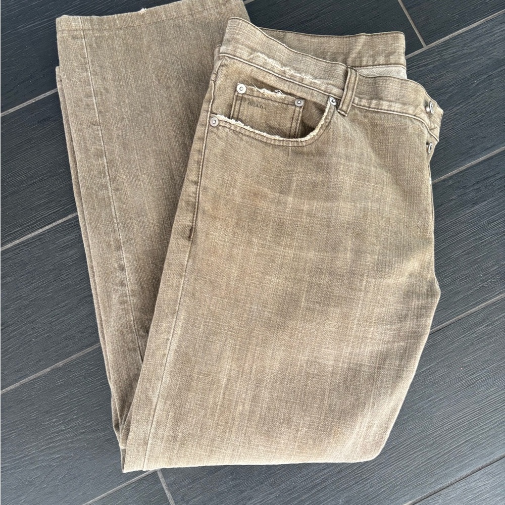 Vintage Prada Men's Dark Beige Straight Leg Jeans